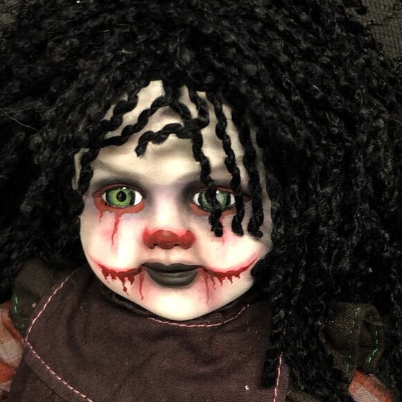 OOAK Creepy Odd 14” Raggedy Annie Clown Gothic Doll Halloween Horror Art Doll - Picture 10 of 10